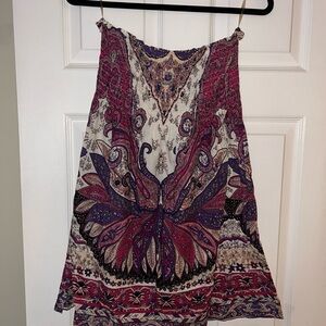 Boho Chic Paisley Mini Dress - Purple and Pink